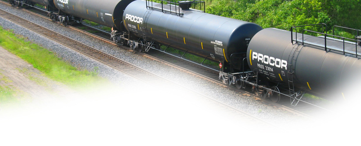 Responsible Care page banner photo - a string of railcars